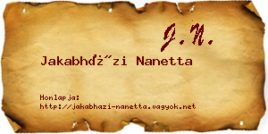 Jakabházi Nanetta névjegykártya